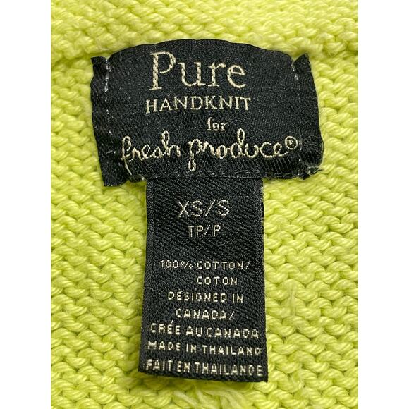 Pure Handknit for Fresh Produce Sweater Funky Buttons Womens XS Small Chartreuse - Picture 6 of 9